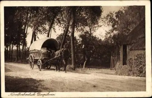 Ak Nordbrabant, Pferdekarren auf einer Dorfstraße