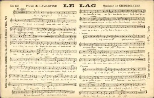 Lied Ak Le Lac, Poesie von Lamartine, Niedermeyer