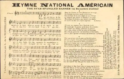 Lied Ak US Amerikanische Nationalhymne, The Star Spangled Banner