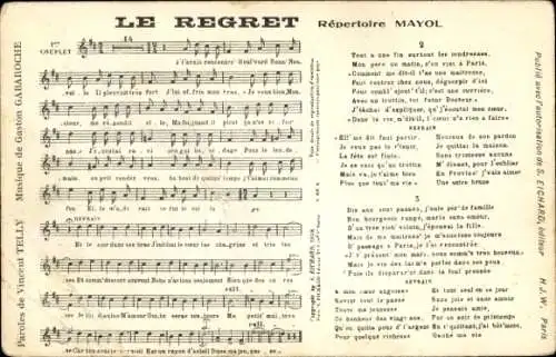 Lied Ak Le Regret, Mayol Repertoire