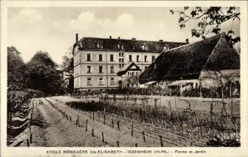 Ak Issenheim Issenheim Alsace Haut Rhin, Ste Elisabeth Haushalt Schule, Bauernhof, Garten