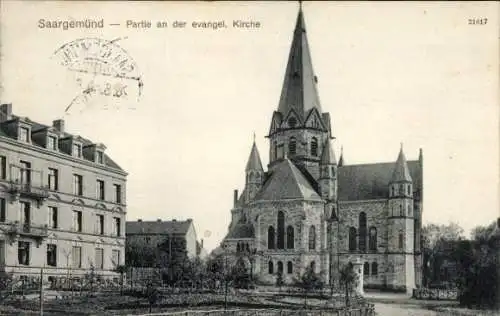 Ak Sarreguemines Saargemünd Lothringen Moselle, Evangelische Kirche