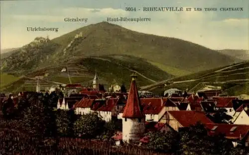 Ak Ribeauvillé Rappoltsweiler Elsass Haut Rhin, Les Trois Chateaux