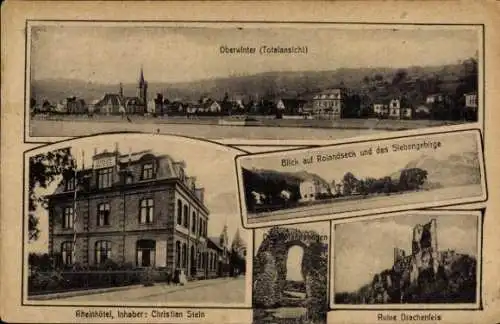 Ak Oberwinter Remagen am Rhein, Ruine Drachenfels, Rolandseck, Siebengebirge, Rheinhotel