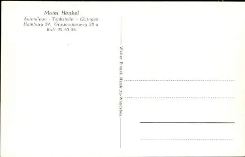 Ak Hamburg Hohenfelde, Motel Henkel, Graumannsweg 28a, Tankstelle