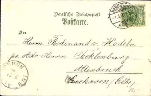 Litho Hannover in Niedersachsen, Bahnhof, Post, Sachsenross