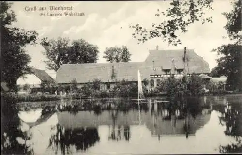 Ak Bad Blenhorst Balge in Niedersachsen, Fr. Langes Wohnhaus, Fontäne