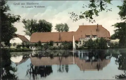 Ak Bad Blenhorst Balge in Niedersachsen, Fr. Langes Wohnhaus, Fontäne