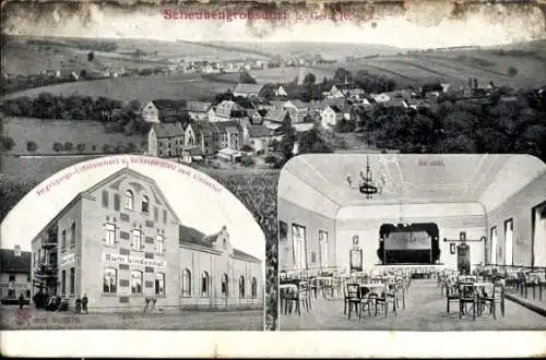 Ak Scheubengrobsdorf Gera, Panorama, Vergnügungs-Etablissement Zum Lindenhof, Ballsaal