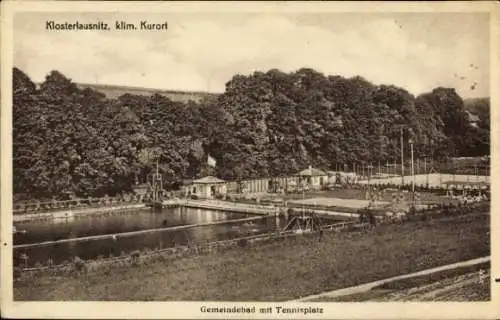 Ak Bad Klosterlausnitz in Thüringen, Gemeindebad, Tennisplatz