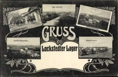 Ak Lockstedt, Lockstedter Lager, Casino, Wellblechbaracken, Geschützpark