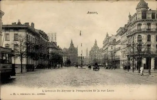 Ak Antwerpen Antwerpen Flandern, Avenue de Keyser, Rue Leys