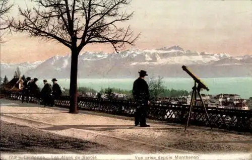 Ak Lausanne, Kanton Waadt, Savoyer Alpen, Blick vom Montbenon