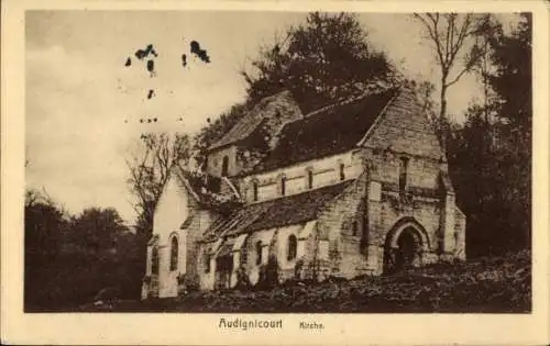 Ak Audignicourt Aisne, Kirche