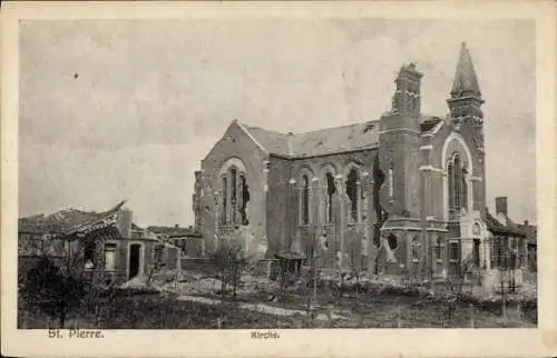 Ak Sankt Pierre Frankreich, Zerstörte Kirche, I. WK