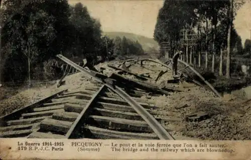 Ak Nord, Destruction d'une voie ferree, La Grande Guerre 1914