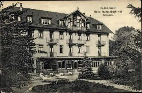 Ak Baden Baden am Schwarzwald, Hotel Gunzenbach-Hof, Gartenseite