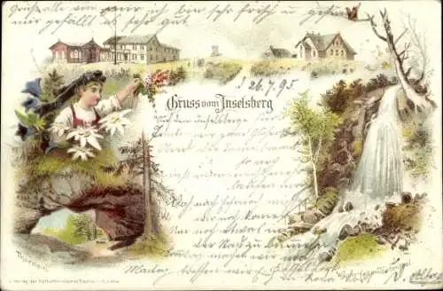 Litho Brotterode in Thüringen, Inselsberg, Wasserfall Trusental