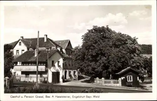 Ak Engelshütt Lam im Bayerischen Wald Oberpfalz, Gasthof Pension Grassl, Inh. A. Haselsteiner