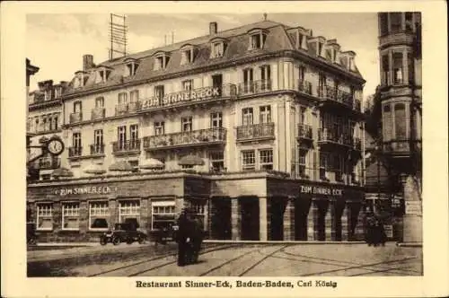 Ak Baden Baden am Schwarzwald, Restaurant Sinner-Eck, Carl König