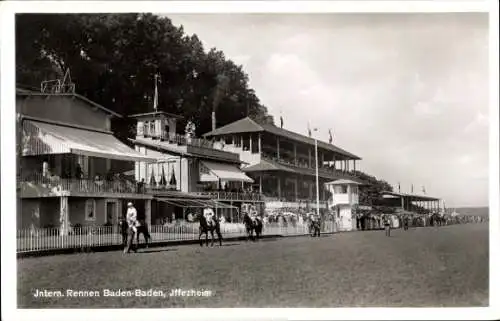 Ak Iffezheim am Rhein, Rennbahn, internationales Rennen Baden Baden, Pferde