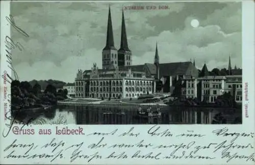 Mondschein Litho Lübeck, Museum und Dom