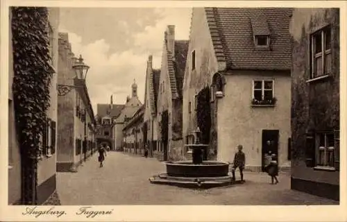 Ak Augsburg in Schwaben, Fuggerei, Brunnen