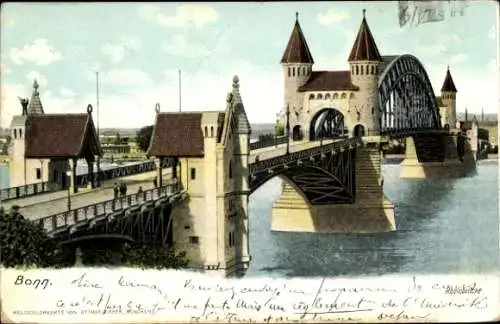 Ak Bonn am Rhein, Teilansicht, Brücke