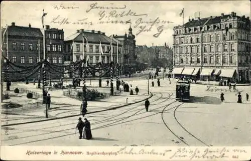 Ak Hannover in Niedersachsen, Kaisertage, Aegidientorplatz, Straßenbahn