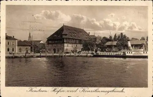 Ak Konstanz am Bodensee, Hafen, Konziliumsgebäude