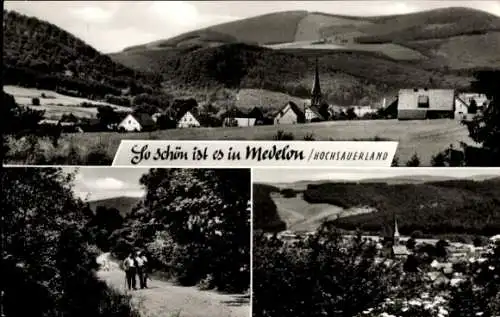 Ak Medelon Medebach im Sauerland, Panorama, Kirche