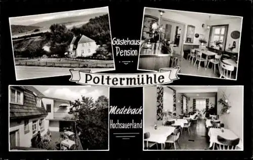 Ak Medebach im Sauerland, Gästehaus Pension Poltemühle, Außenansicht, Terrasse