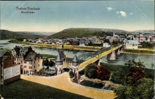 Ak Traben Trarbach an der Mosel, Teilansicht, Moselbrücke