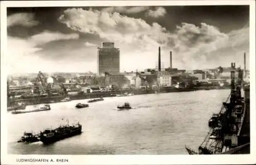 Ak Ludwigshafen am Rhein, Flussansicht, Dampfer