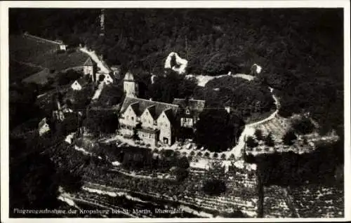 Ak St Martin in Rheinland Pfalz, Flugzeugaufnahme der Kropsburg