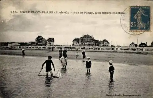 Ak Hardelot Plage Pas de Calais, Sur la Plage, Nos futurs marins