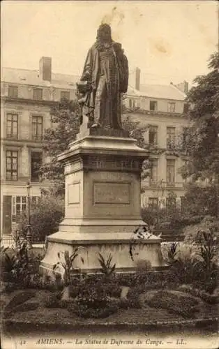 Ak Amiens Somme, Le Statue de Dufresne du Cange