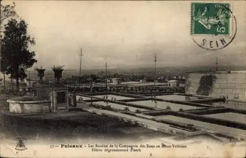 Ak Puteaux Hauts de Seine, le Bassins de la Compagnie des Eaux au Mont-Valerien