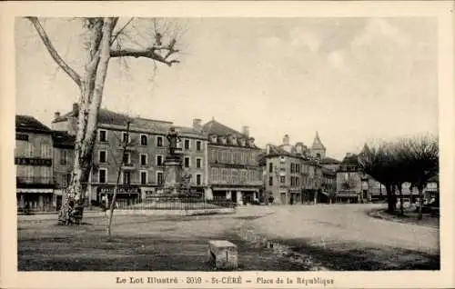 Ak Saint Céré Lot, Place de la Republique