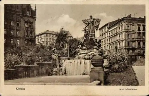 Ak Szczecin Stettin Pommern, Manzelbrunnen