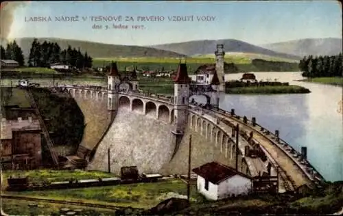 Ak Dvůr Králové nad Labem Königinhof Region Königgrätz, Talsperre Těšnov, Les Království