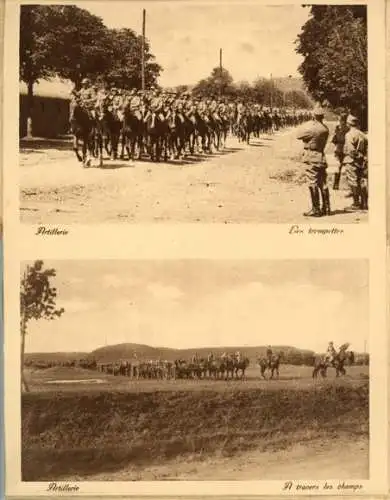 Set von 12 AK im Umschlag Leben im Regiment,Artillerie , 