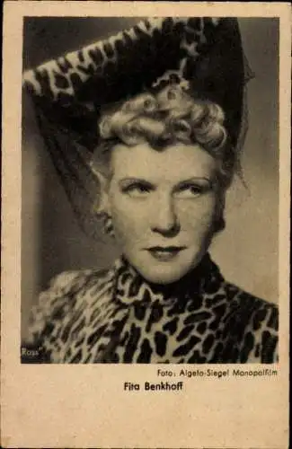 Ak Schauspielerin Fita Benkhoff, Portrait, Hut mit Schleier