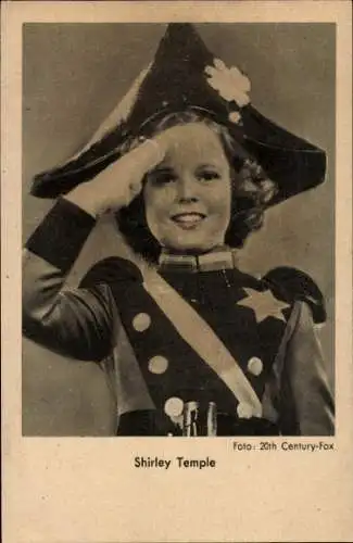 Ak Schauspielerin Shirley Temple, Portrait, Kostüm, Uniform, Salutierend