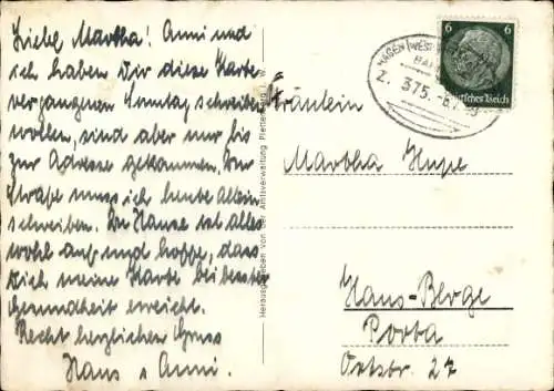 Bahnpoststempel Hagen (Westf.) - Frankfurt (Main), Zug 375, auf Ak