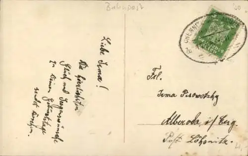 Bahnpoststempel Chemnitz - Aue - Adorf, Zug 1734, auf Ak