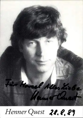 Ak Schauspieler Henner Quest, Portrait, Autogramm