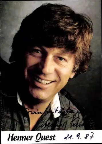 Ak Schauspieler Henner Quest, Portrait, Autogramm