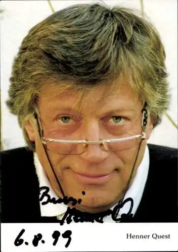 Ak Schauspieler Henner Quest, Portrait, Autogramm