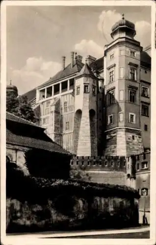 Ak Kraków Krakau Polen, Burg Hühnerfuß, Teilansicht